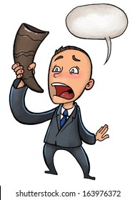 a man with a horn for wine. vector drawing of a series of comic characters. 