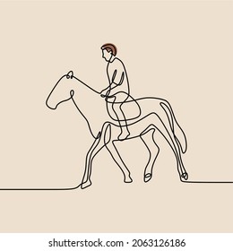 man horse animal oneline continuous line art vector