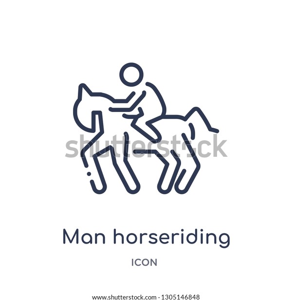 Man Horseriding Icon People Outline Collection Stock Vector (Royalty ...