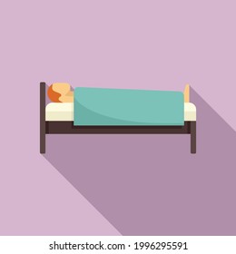 Man at hospital bed icon. Flat illustration of Man at hospital bed vector icon for web design