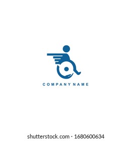 Man in hospital wheelchair vector logo design