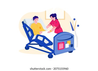 Man is hospitalized Illustration concept. Flat illustration isolated on white background