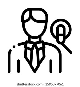 Man Host With Microphone Icon Vector. Outline Man Host With Microphone Sign. Isolated Contour Symbol Illustration