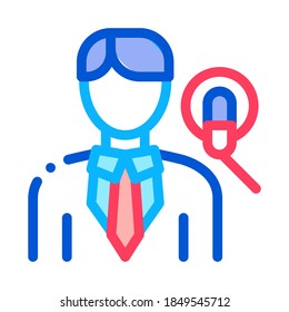 Host De Hombre Con Vector De Icono De Micrófono. Host De Contorno Con Signo De Micrófono. Ilustración de símbolo de contorno aislado