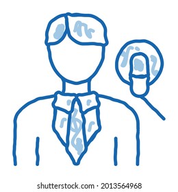 Man Host With Microphone sketch icon vector. Hand drawn blue doodle line art Man Host With Microphone sign. isolated symbol illustration
