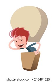 Man in a hot air balloon vector illustration cartoon character