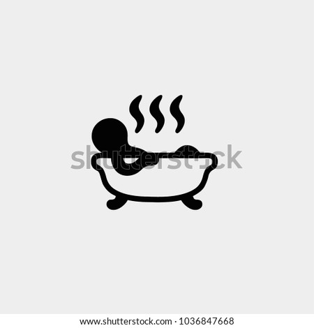 Man with hot bath. Bath icon. Hot bath