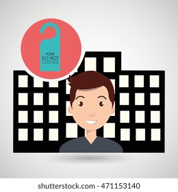 man hotel service building vector illustration design
