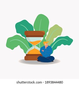 Man and hourglass icon design vector illustration