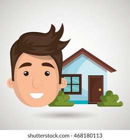 man house estate icon vector illustration graphic