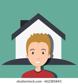 man house insurance red vector illustration graphic