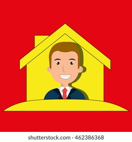 man house insurance red vector illustration graphic