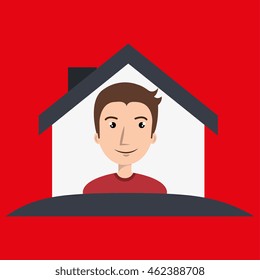 man house insurance red vector illustration graphic
