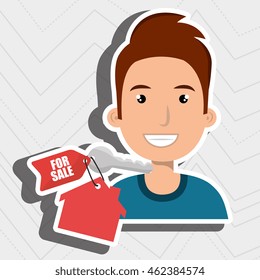 man house key rent vector illustration graphic