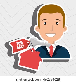 man house key rent vector illustration graphic