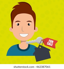 man house key rent vector illustration graphic