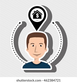 man house pin location vector illustration graphic
