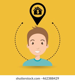 man house pin location vector illustration graphic