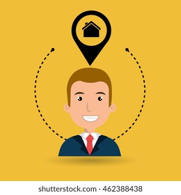 man house pin location vector illustration graphic
