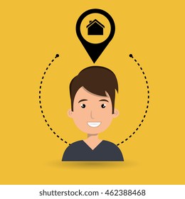 man house pin location vector illustration graphic