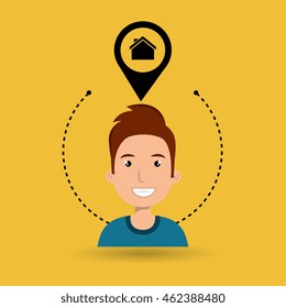 man house pin location vector illustration graphic