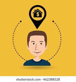 man house pin location vector illustration graphic