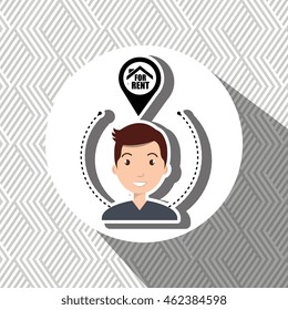 man house pin rent vector illustration graphic