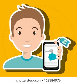 man house smartphone rent vector illustration graphic