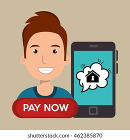 man house smartphone speak vector illustration graphic