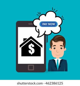 man house smartphone speak vector illustration graphic