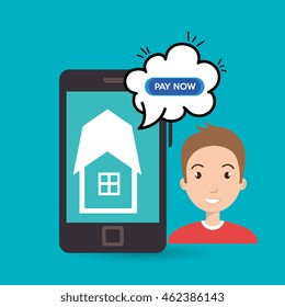 man house smartphone speak vector illustration graphic