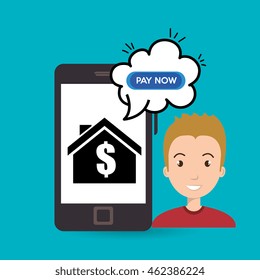man house smartphone speak vector illustration graphic