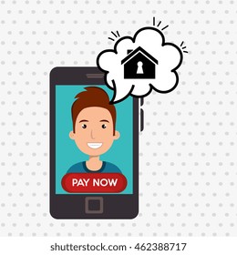 man house smartphone speak vector illustration graphic