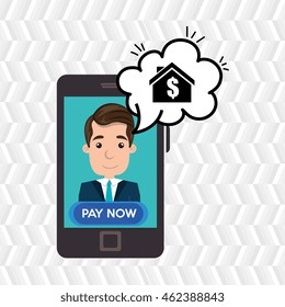 man house smartphone speak vector illustration graphic