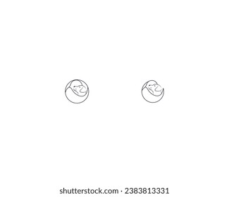 Man hug dog logo design template vector, line of pet logo design suitable for pet shop, store, cafe, business, hotel, veterinary clinic, Domestic animal vector illustration logotype, sign or symbol.