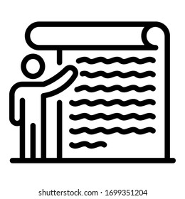 Hombre y gran icono del documento. Comando de esquema e icono de vector de documento grande para diseño web aislado en fondo blanco