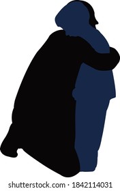 un hombre abrazando al niño, vector de silueta