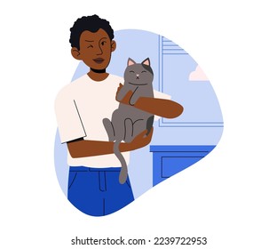Hombre abrazando a una niñera de mascotas