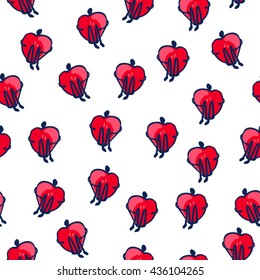 Man hugging a heart seamless pattern. Cherry hug background. Wallpaper of hearts