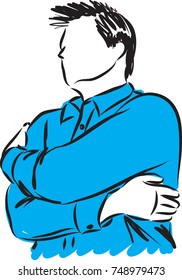 man hugging himself vector illustration