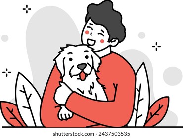 Man hugging his favorite dog