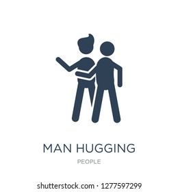 man hugging icon vector on white background, man hugging trendy filled icons from People collection, man hugging vector illustration