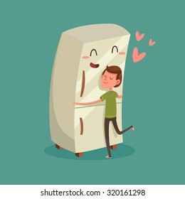 Man Hugging Refrigerator