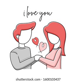 man hugging a women. couples hold hand together hand draw couple in love valentine illustration greeting card and poster