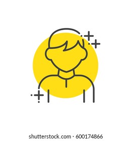 Man, human avatars icon yellow mark