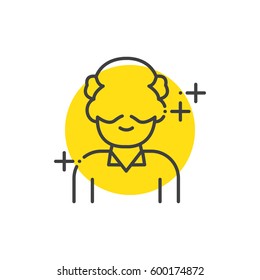 Man, human avatars icon yellow mark