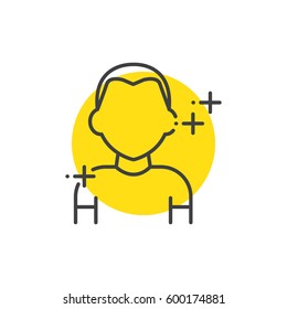 Man, human avatars icon yellow mark