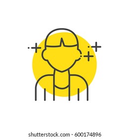 Man, human avatars icon yellow mark