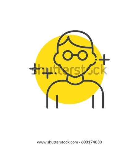 Man, human avatars icon yellow mark