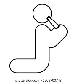 Man human drinking water alcohol beer from bottle knight position contour outline line icon black color vector illustration image thin flat style